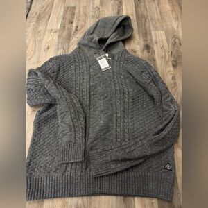 NWT American Stitch Knitted Hoodie Charcoal XXL Cable Knit Sweater Streetwear